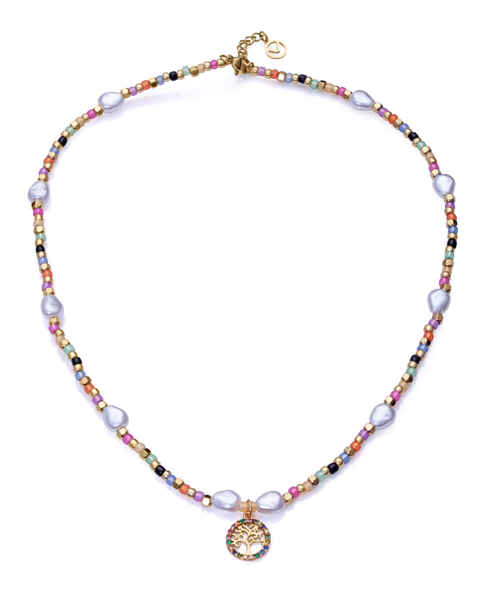 Viceroy Collana Donna In Acciaio Con Perle Di Cristallo E Sintetiche, Modello 14091C01019, Fashion