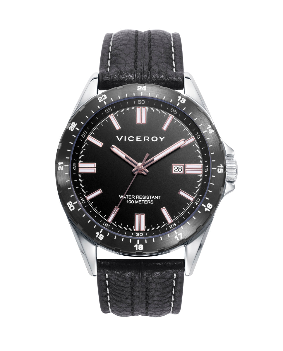Viceroy Magnum Bracelet 75282P01019 – Bicolor Stainless Steel With Red & Brown Braided Leather, 21.5 Cm Length