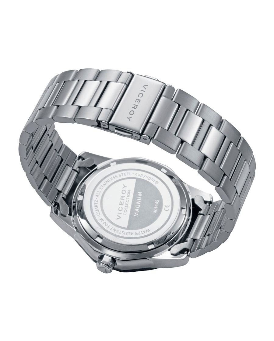 Reloj Acero Ip Azul Brazalete Sr Va