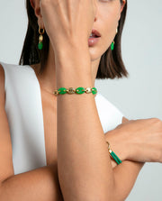 Steel Bracelet Ip Gold With Green Natural Stone: