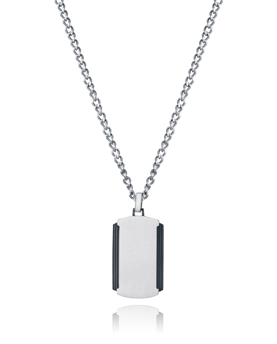 Collar Titanio E Ip Negro Placa Sr Fn