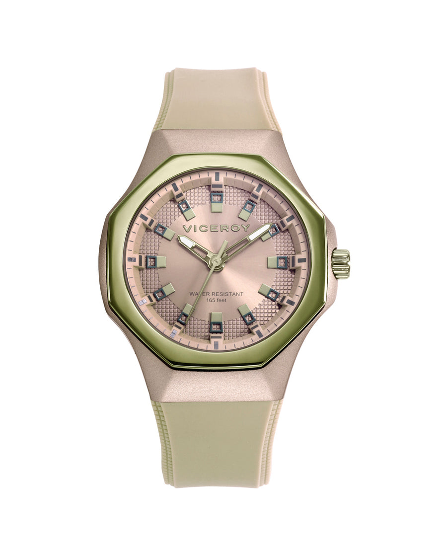 Beige Aluminium And Stainless Steel Ip Green Watc