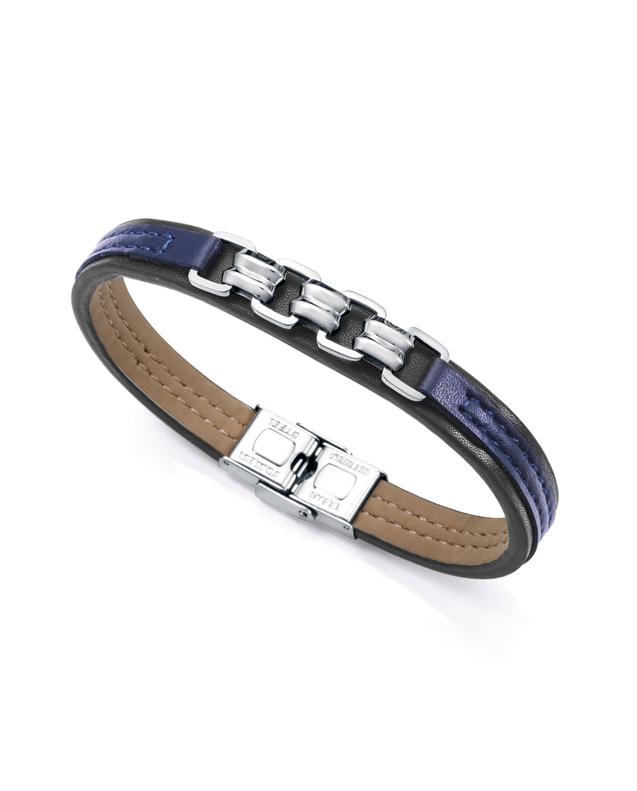 Puls Acero Y Piel Negra Y Azul Sr Fn