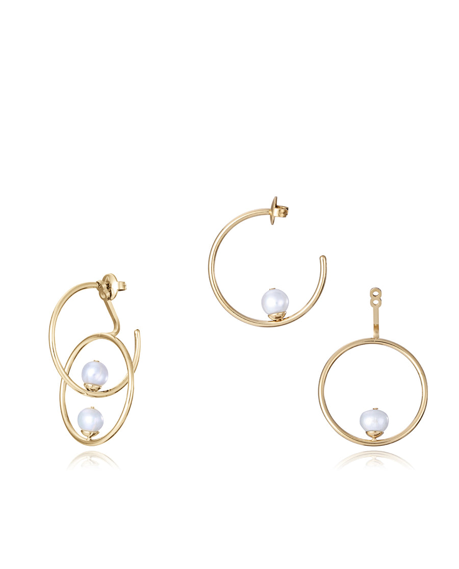Steel Earrings 2 Perpendicular Ip Gold Hoops With