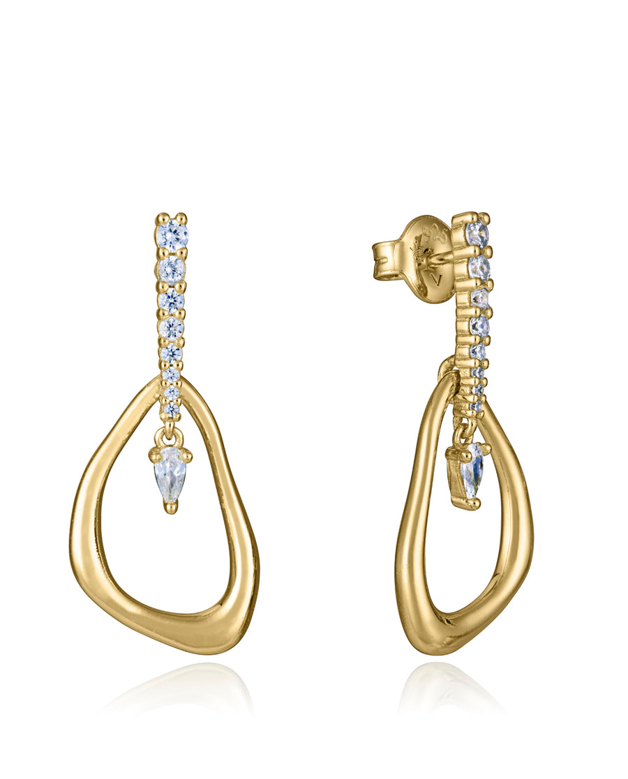 Sterling Silver Earrings With Gold Plating And Wh