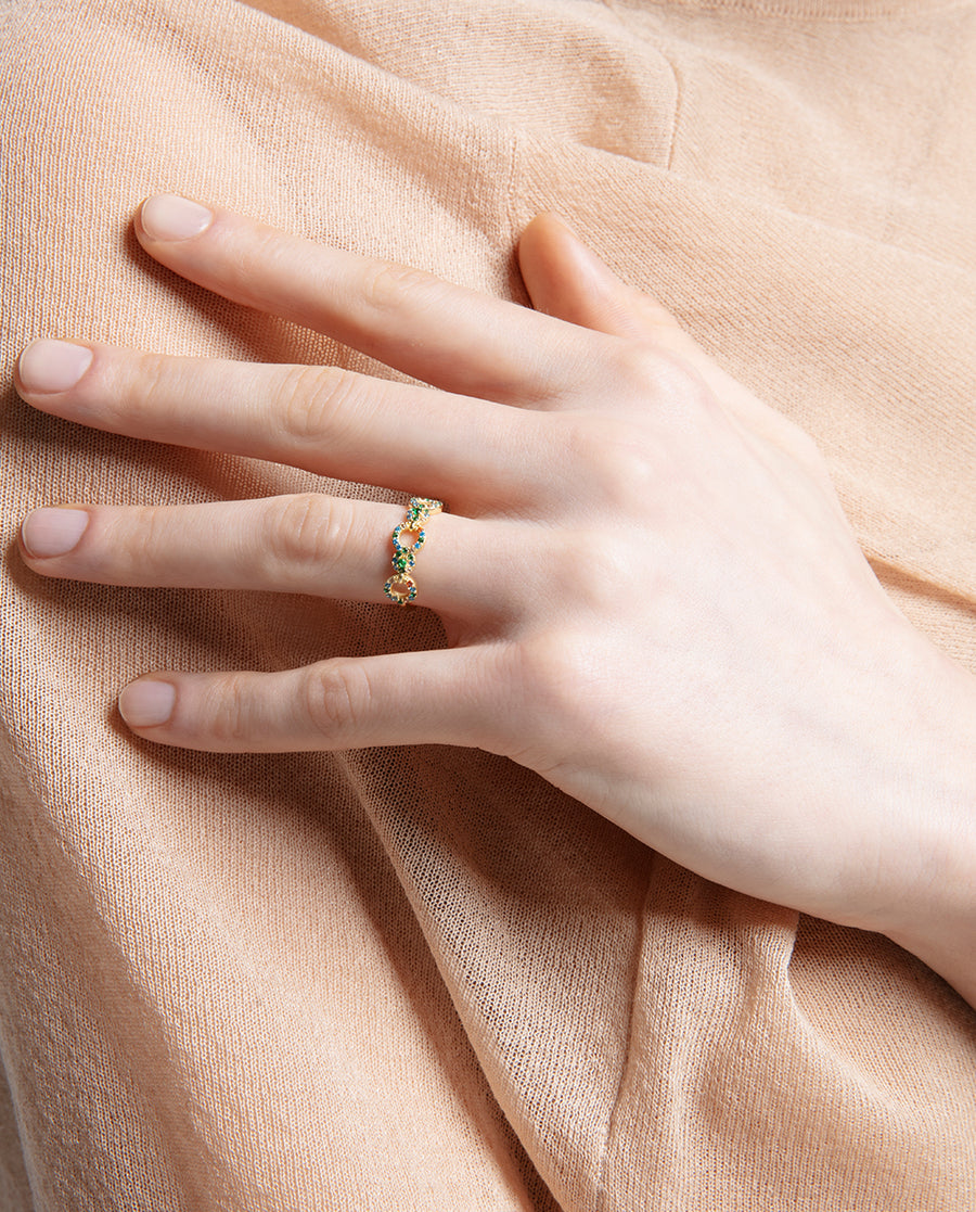 Sterling Silver Ring With Gold Plating And Colour