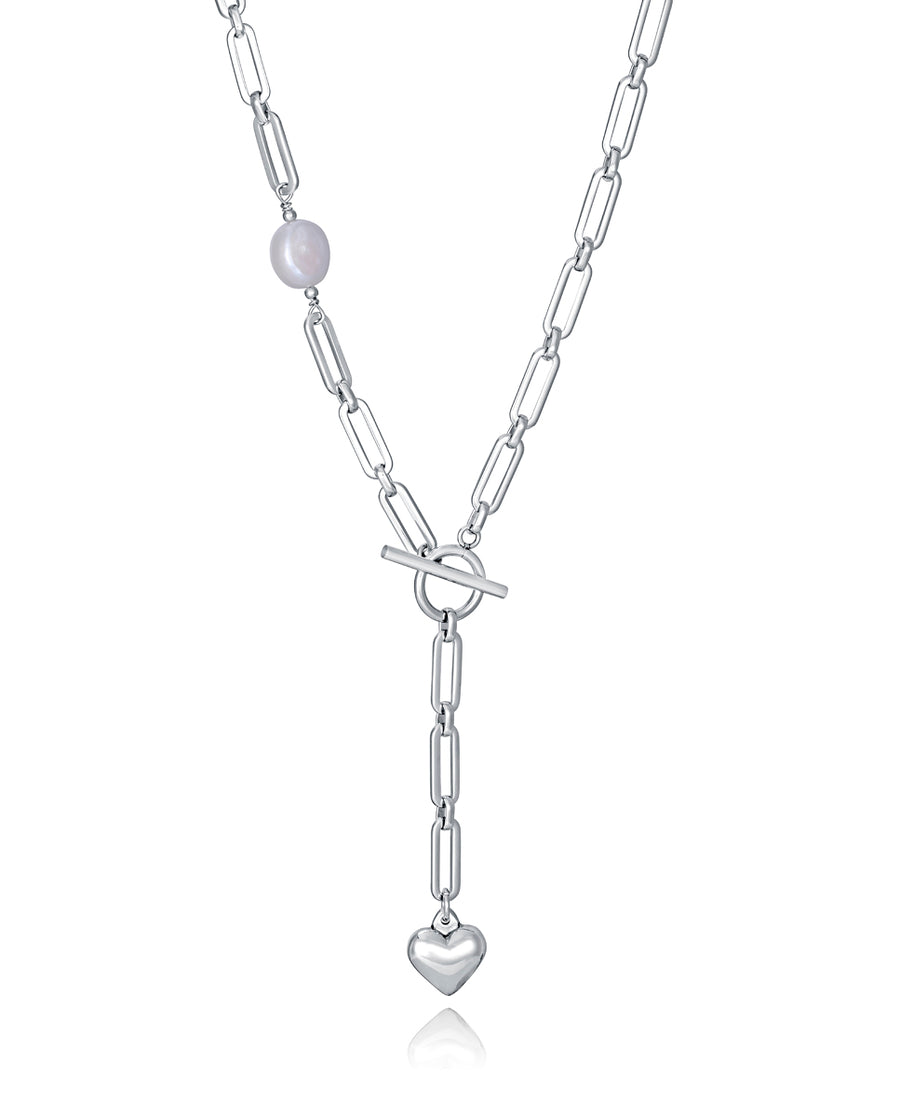 Collier Acier Et Perles Naturelles Ms Fashion
