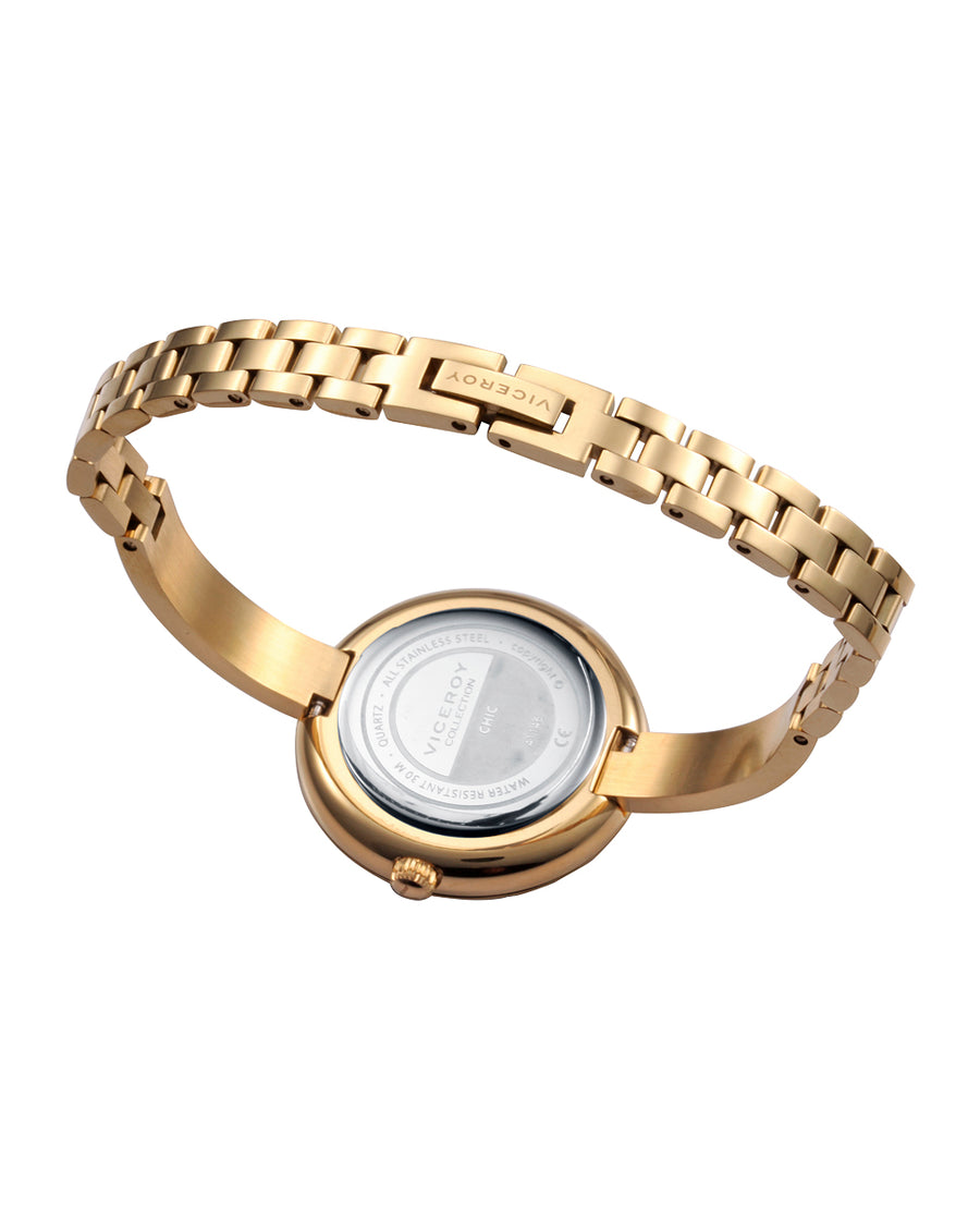 Reloj Acero Ip Dorado Brazalete Sra Va