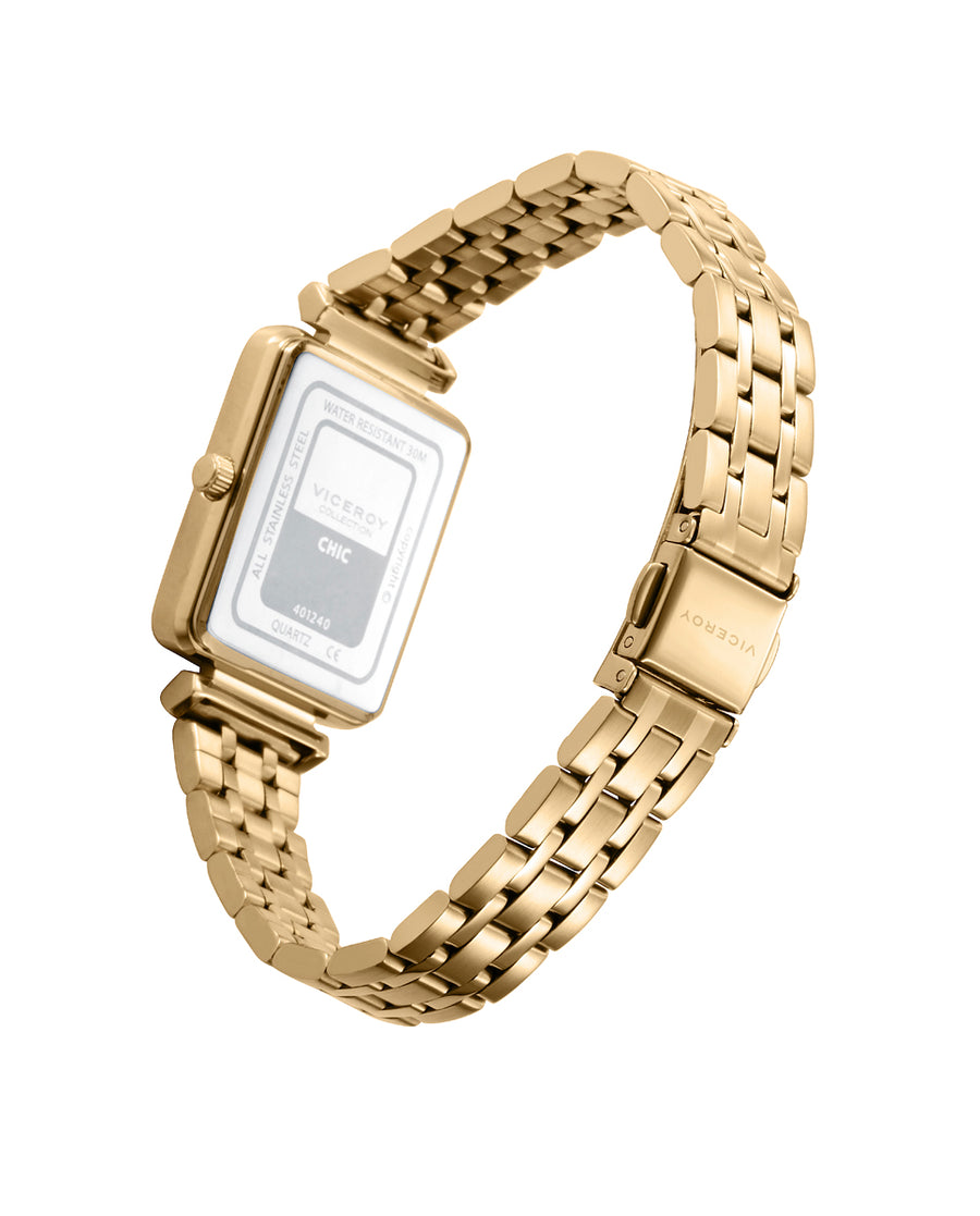 Reloj Acero Ip Dorado Brazalete Sra Va