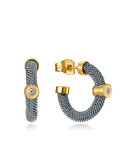 Steel Earrings Mesh And Ip Gold With Two 0,01 Ct