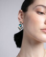 Steel Earrings Ip Gold With Blue Glass: Length 3,