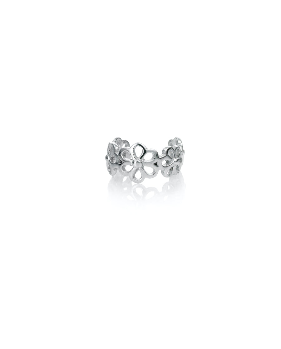Pendietes Earcuff Plata Flores Caladas Sra Jwl