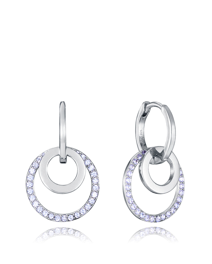 Sterling Silver Rhodium Plated Hoop Earrings With