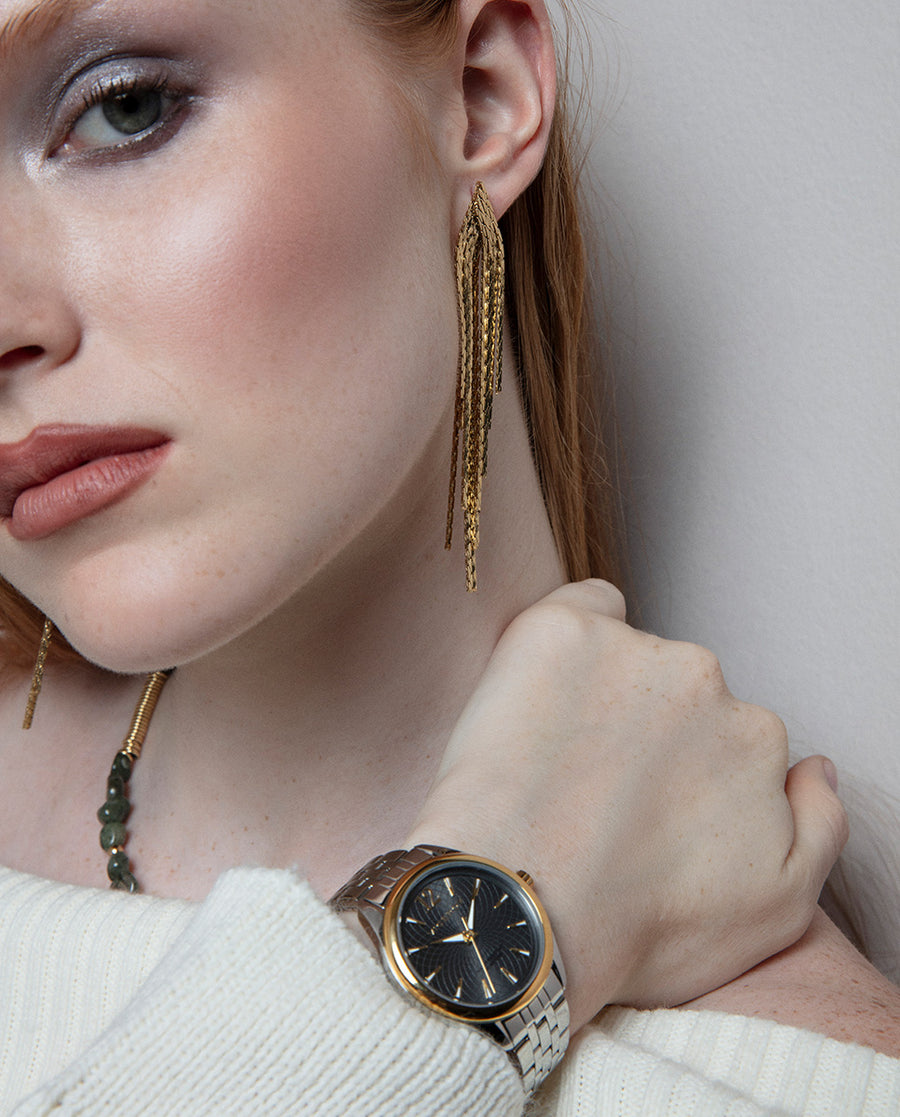 Reloj Acero Ip Dorado Brazalete Sra Va