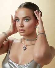 Steel Earrings Tubogas With White Cz: Diameter 2