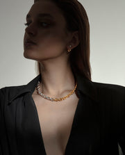 Collier Acier Bicolore Ip Gold Link Ms Fn