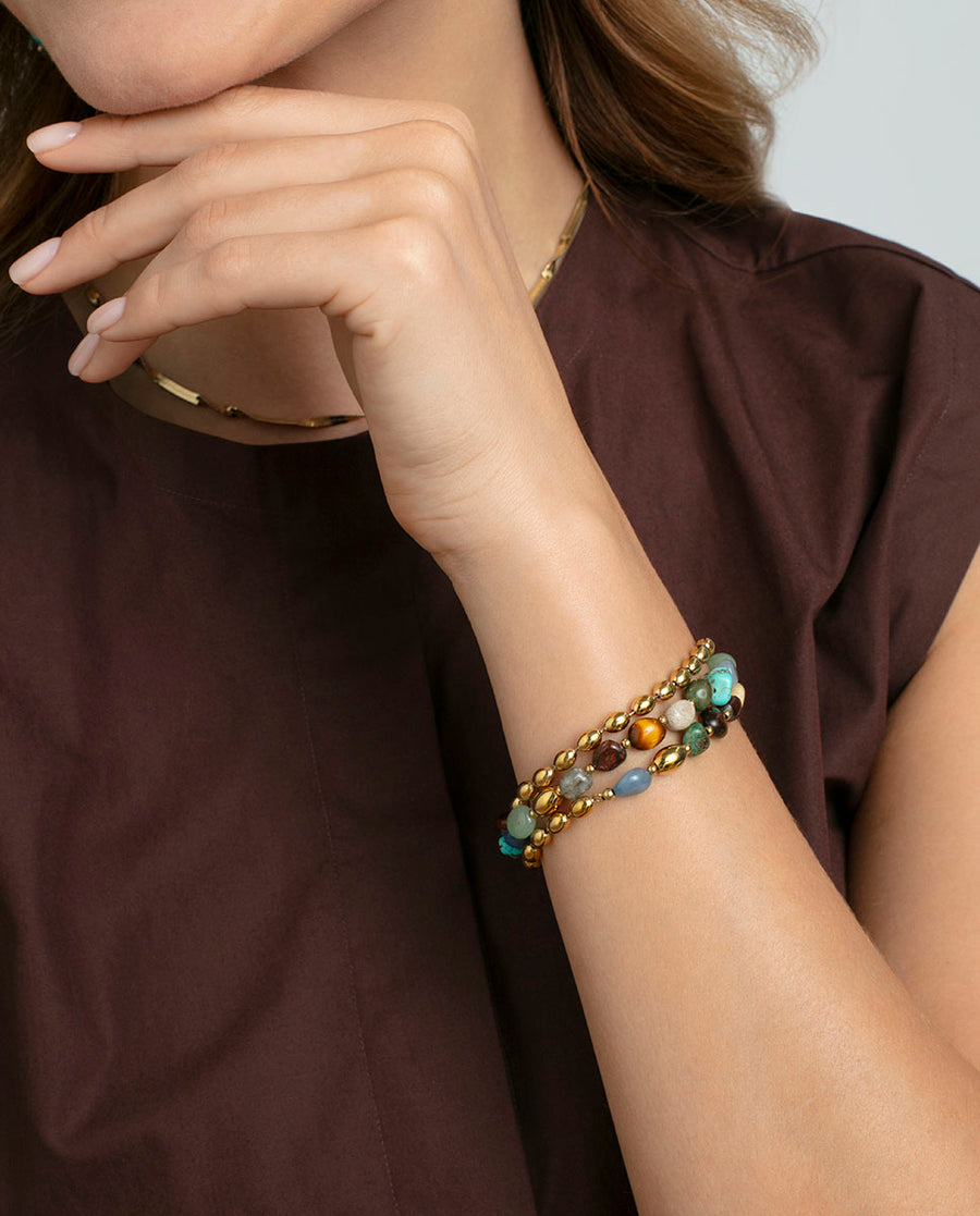 Puls Acero Ip Dorado Piedras Nat Sra Fashion