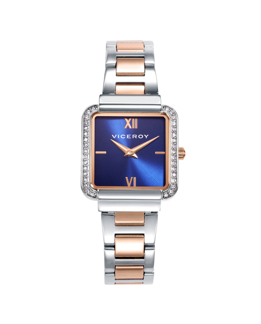Reloj Acero Ip Rosa Brazalete Sra Va