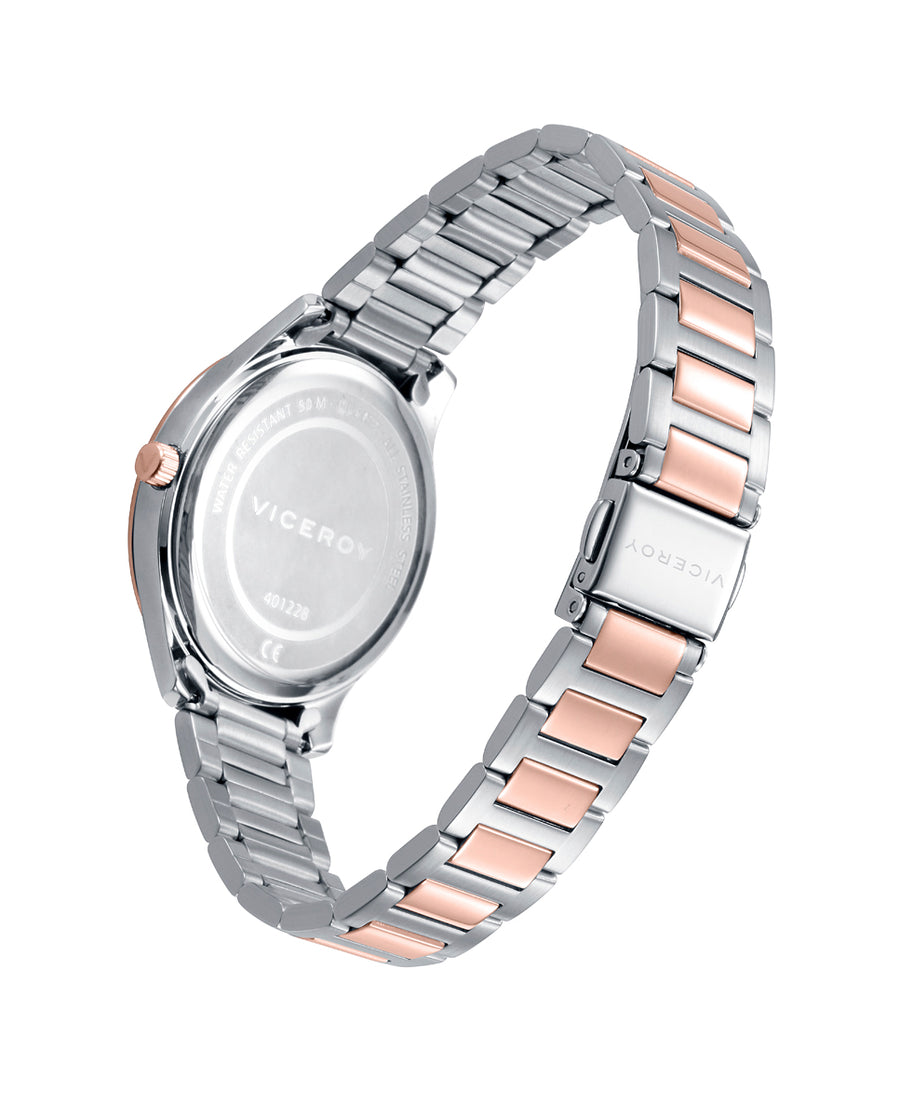Reloj Acero Ip Rosa Brazalete Sra Va