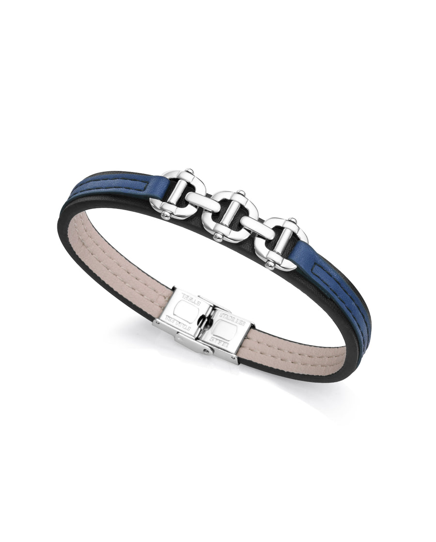 Puls Acero Piel Negra Y Azul Sr Fn