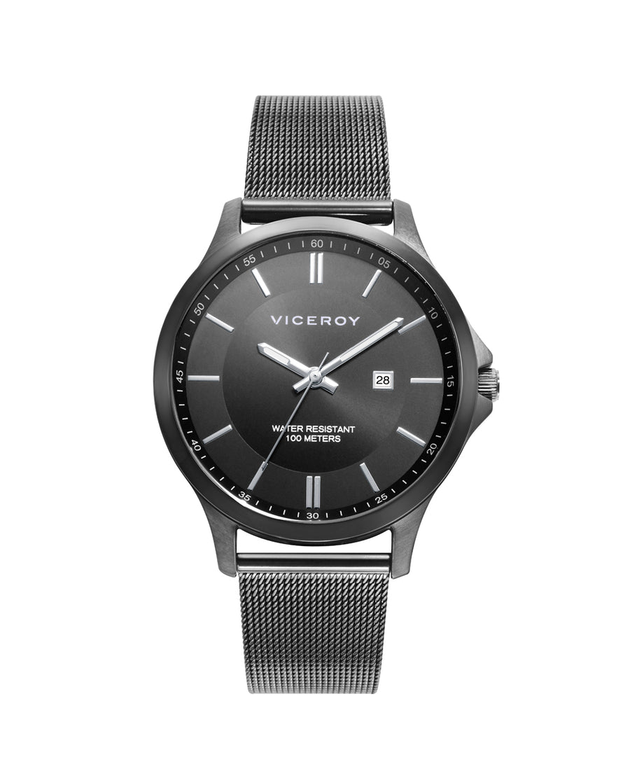 Reloj Acero Ip Gris Brazalete Sra Va