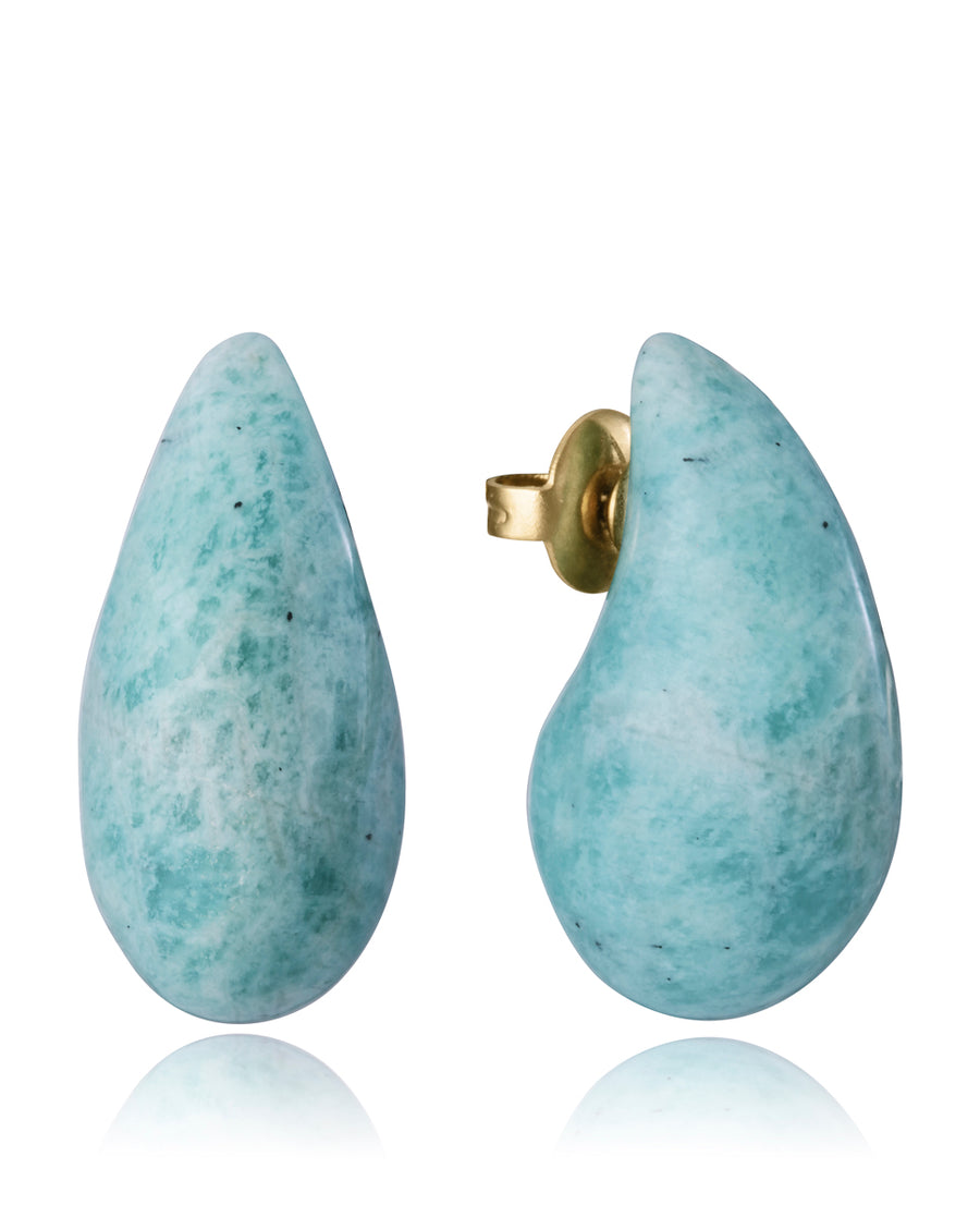 Steel Ip Gold Earrings And Natural Stone: Length