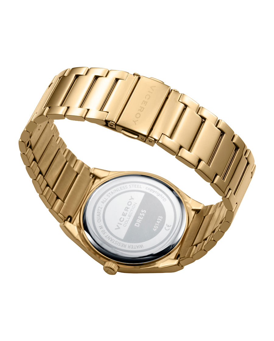 Reloj Acero Ip Dorado Brazalete Sr Va