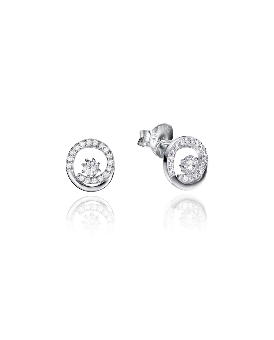 Boucles d'oreilles cercle en argent avec zircone Sra Jw