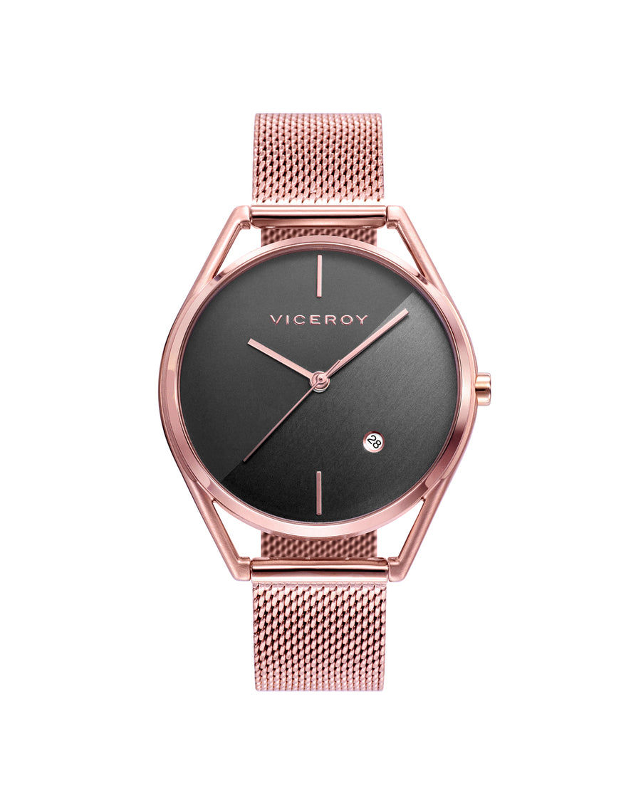 Reloj Acero Ip Rosa Brazalete Sra Va