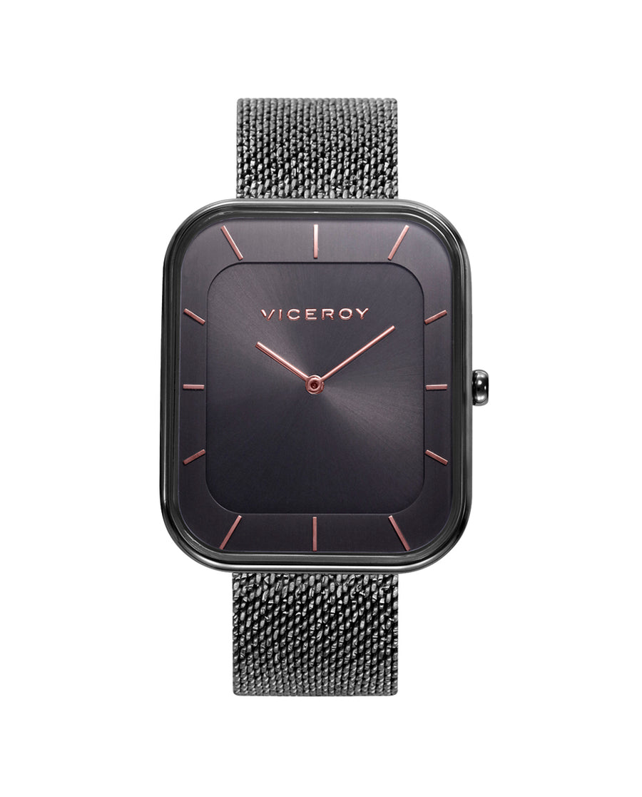 Reloj Acero Ip Gris Brazalete Sra Va