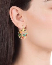 Pend Aro Acero Flores Esmalte Colores Sra Fn