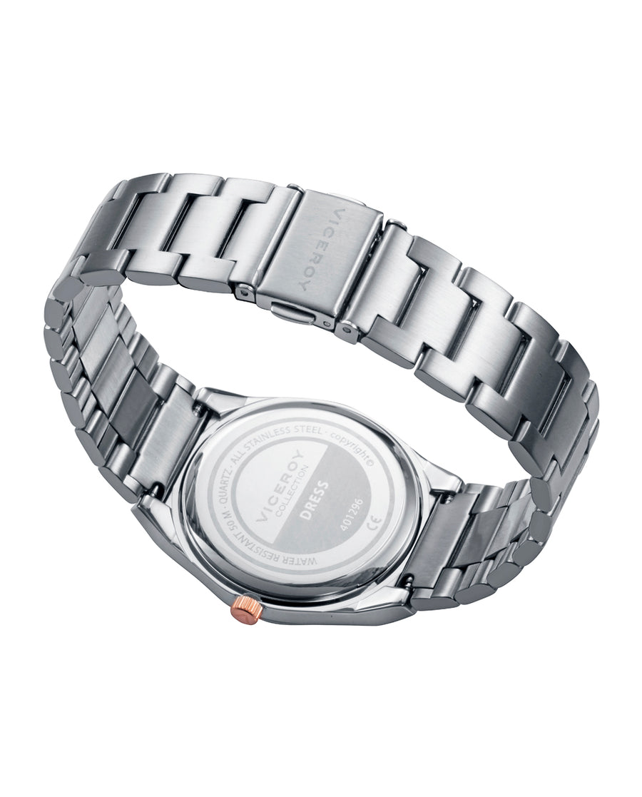 Reloj Acero Ip Rosa Brazalete Sra Va