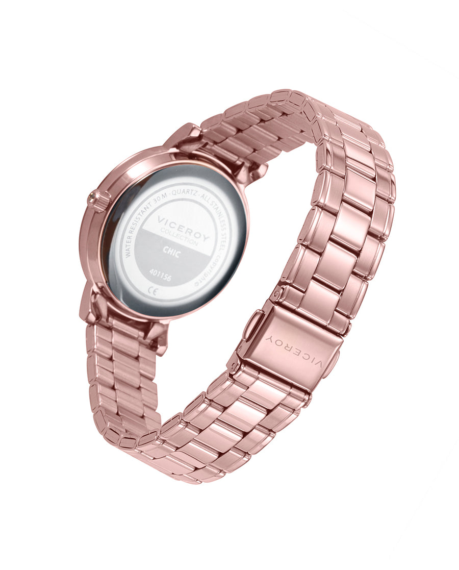 Reloj Acero Ip Rosa Brazalete Sra Va