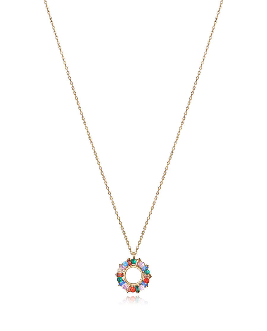 Collier Circ en argent sterling plaqué or Sra Jewels