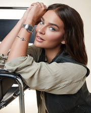Reloj Acero Ip Negro Brazalete Sra Va