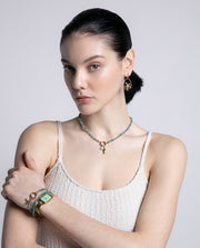 Steel Necklace In Ip Gold With Natural Stones: Le