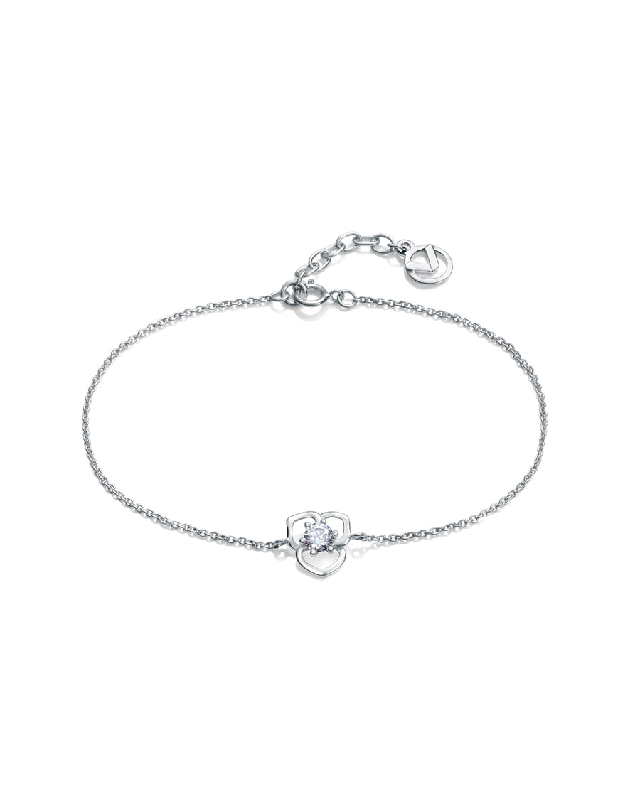 Sterling Silver Bracelet Flower With Cz Lady Jewe