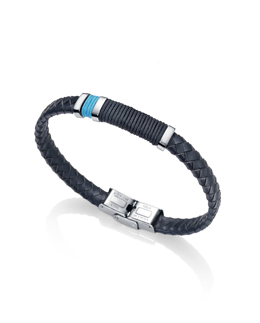 Pulsera Piel Trenzada Y Cordón Colores Sr Fn