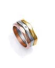 Steel Rings 3 Tones With White Crystal: Size 12 L