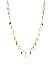 Steel Necklace Ip Gold With Natural Coloured Ston