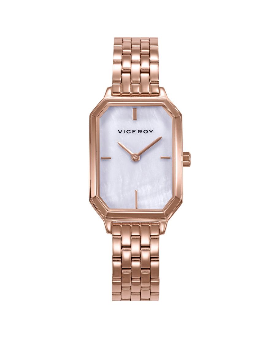 Reloj Acero Ip Rosa Brazalete Sra Va