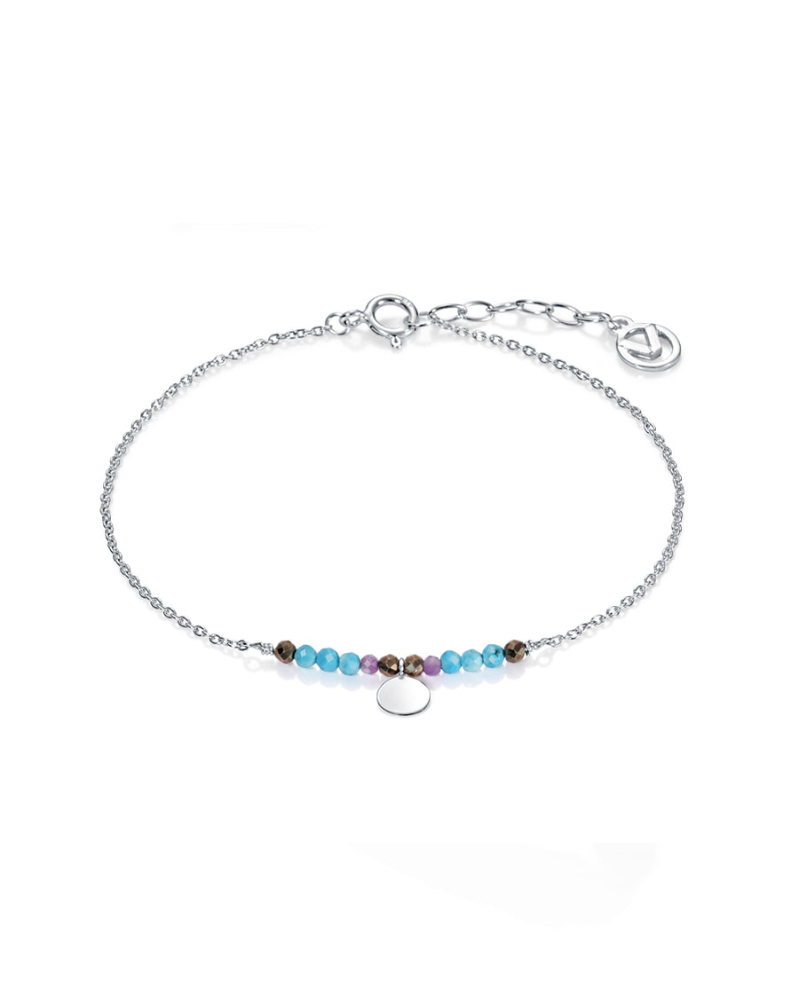 Pulsera Plata De Ley Cadena Y Piedrs Sra Jwls