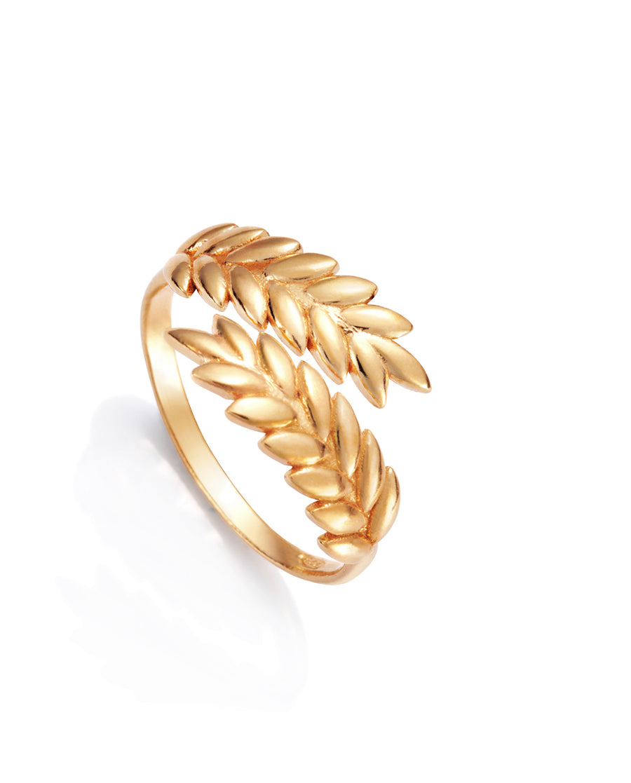 Ring Sterling Silver Gold Plated Wheat Design Lad