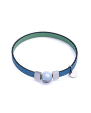 Bracelet In Light Denim Blue And Green Vegan Stra