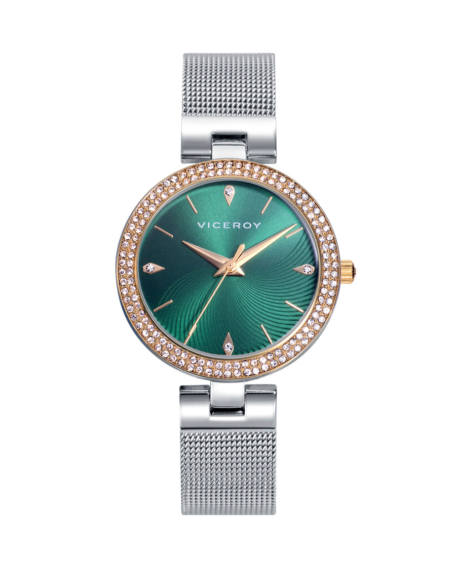 Reloj Acero Ip Dorado Brazalete Sra Va