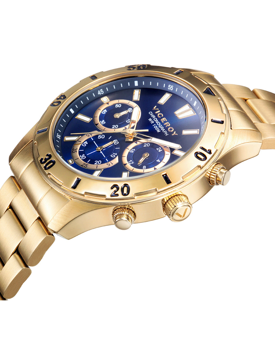Crono Acero Ip Dorado Brazalete Sr Va