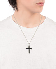 Collier En Acier Avec Croix En Ipnegro Sr Fn