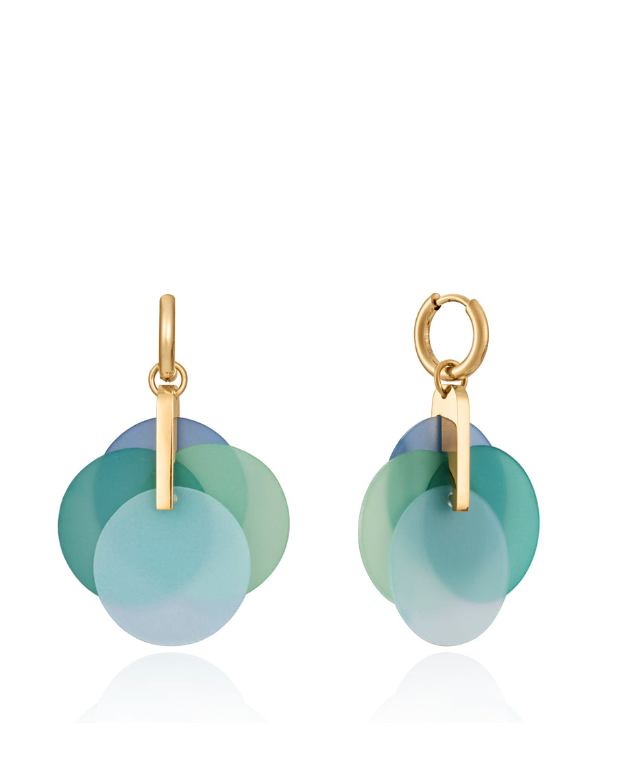 Steel Earrings Ip Gold And Coloured Resin Discs: