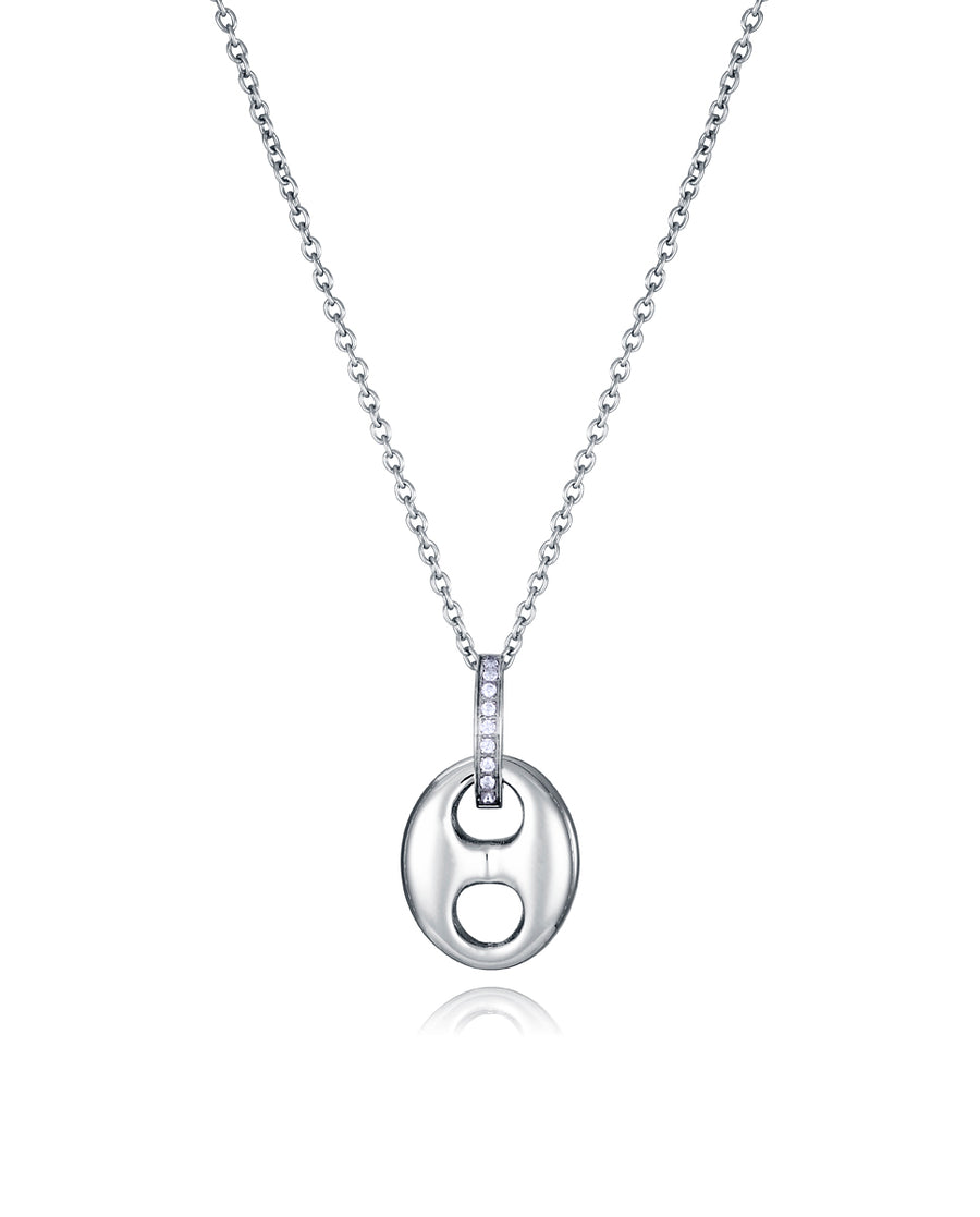 Steel Necklace With White Cz And Pending