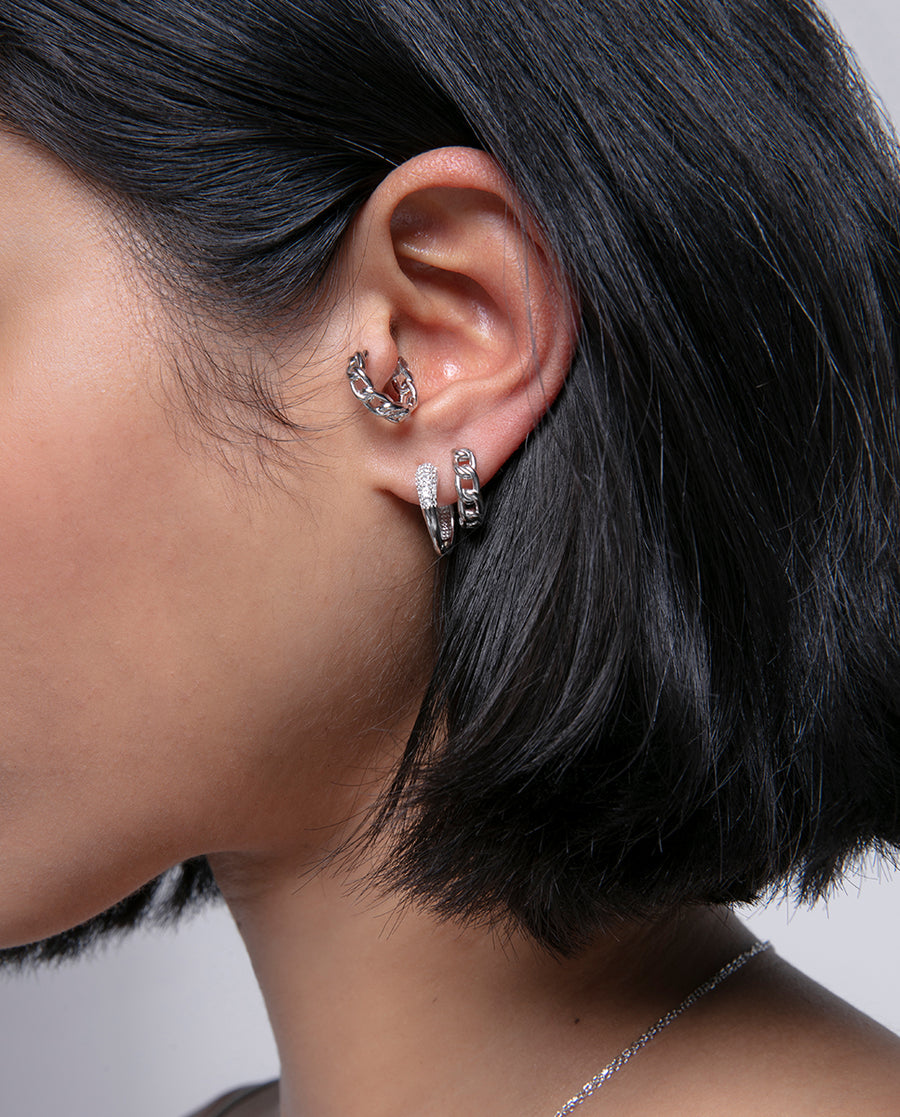 Sterling Silver Earrings With Rhodium Plating Cha